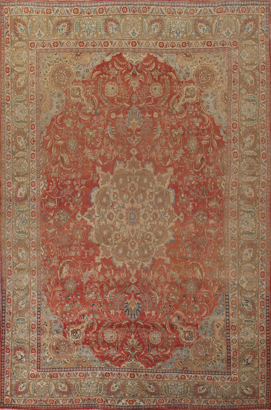 Wool Distressed Mashad Persian Area Rug 10x13