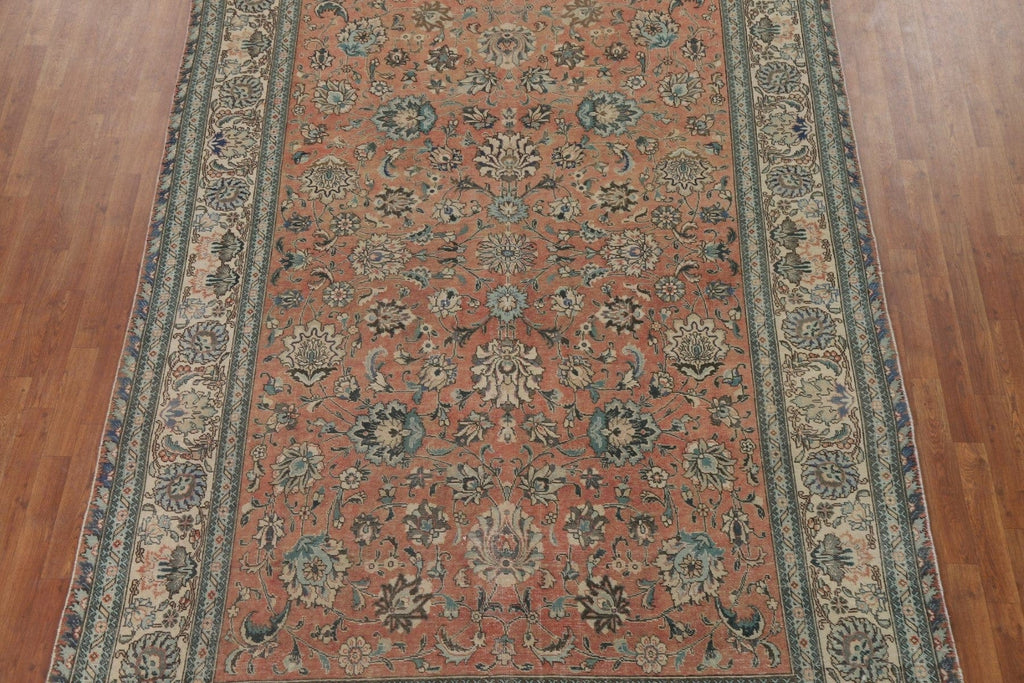 Vintage Floral Tabriz Persian Area Rug 7x11