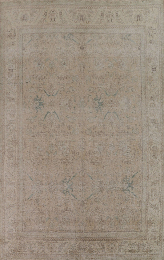 Muted Distressed Tabriz Persian Area Rug 10x13