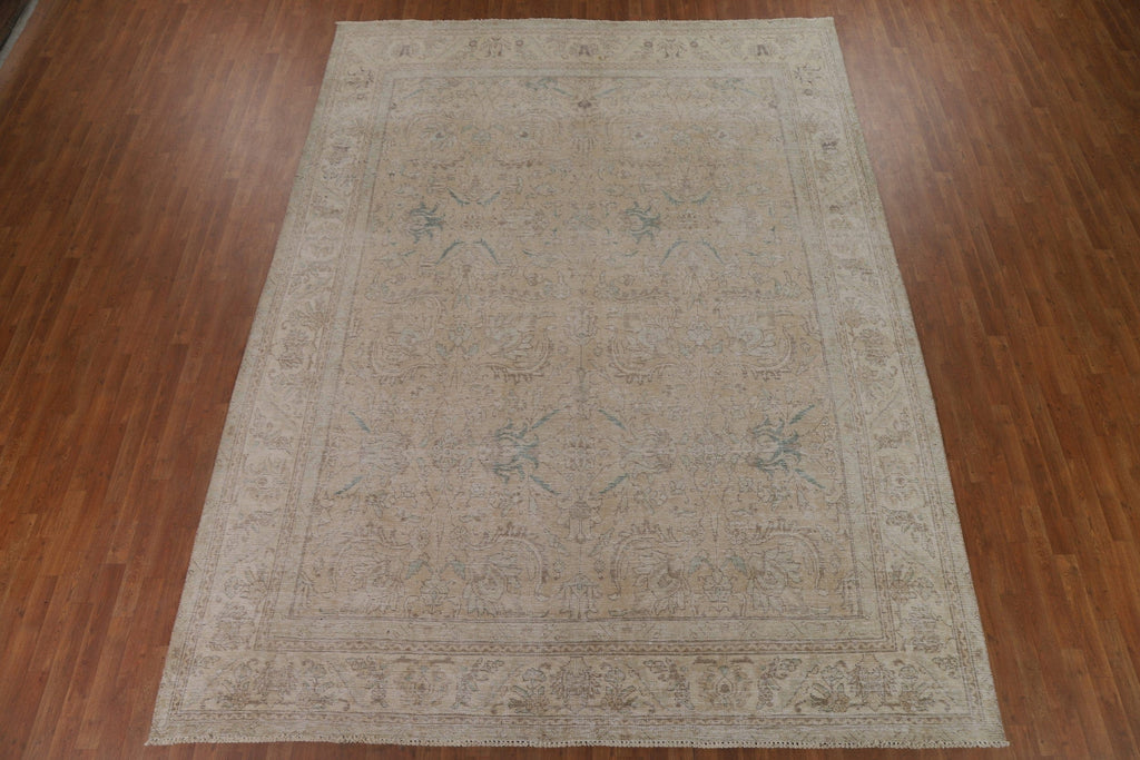 Muted Distressed Tabriz Persian Area Rug 10x13