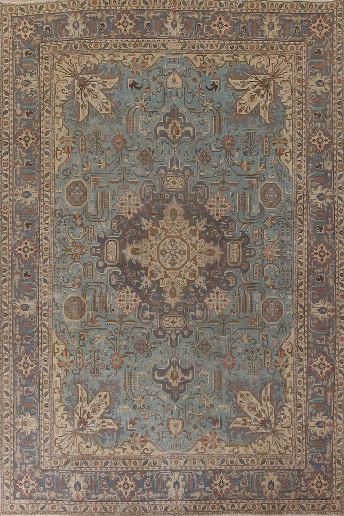 Over-Dyed Blue Tabriz Persian Area Rug 10x12