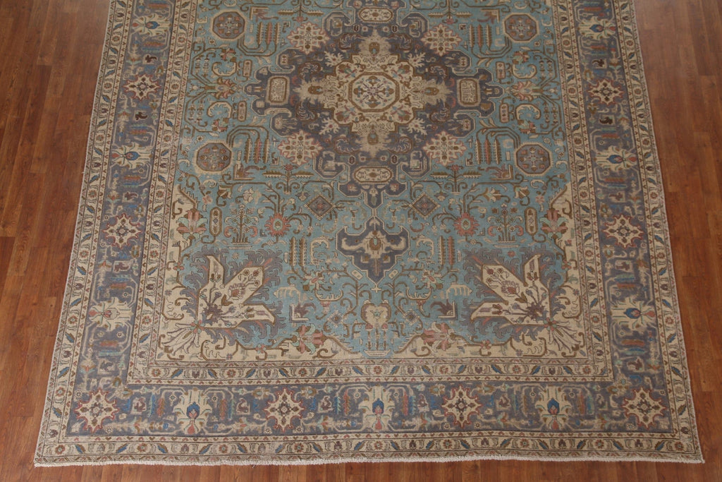 Over-Dyed Blue Tabriz Persian Area Rug 10x12