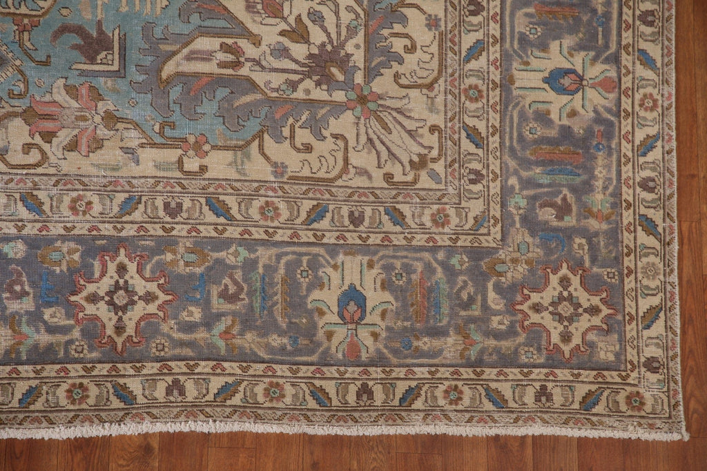 Over-Dyed Blue Tabriz Persian Area Rug 10x12