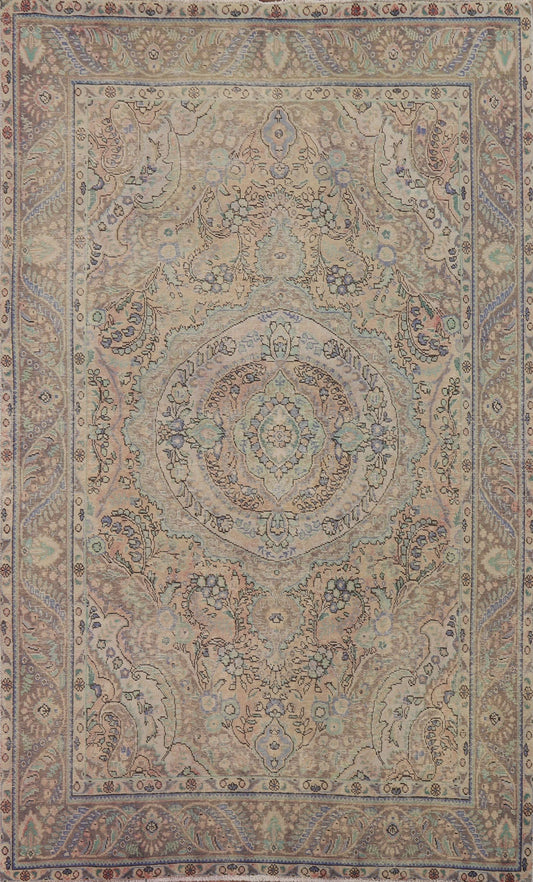 Vintage Wool Tabriz Persian Area Rug 7x9