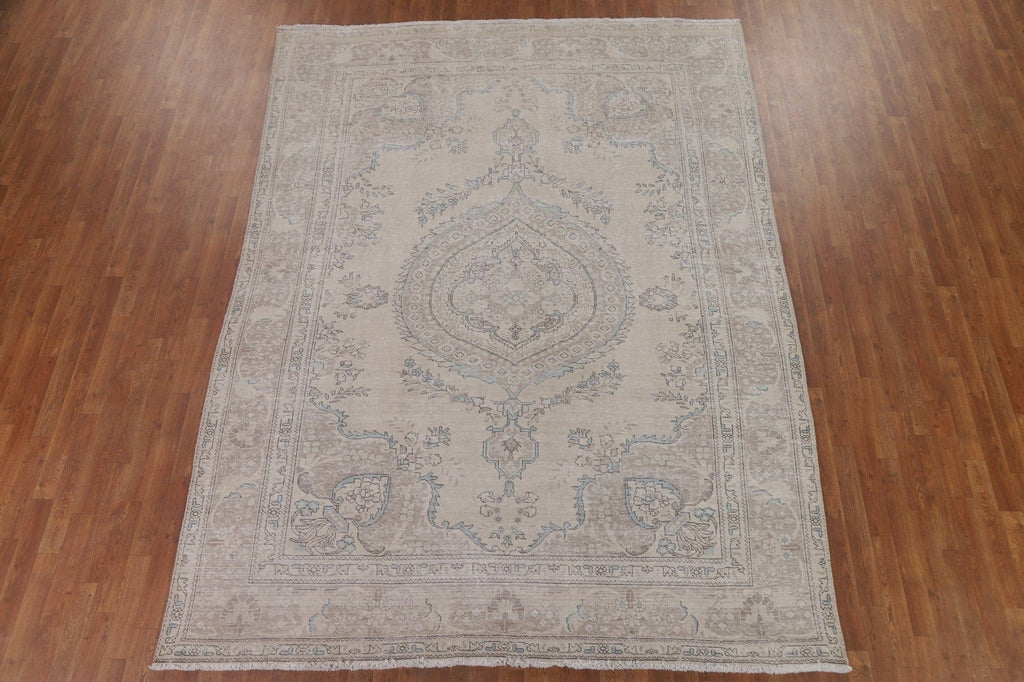 Distressed Wool Tabriz Persian Area Rug 8x11