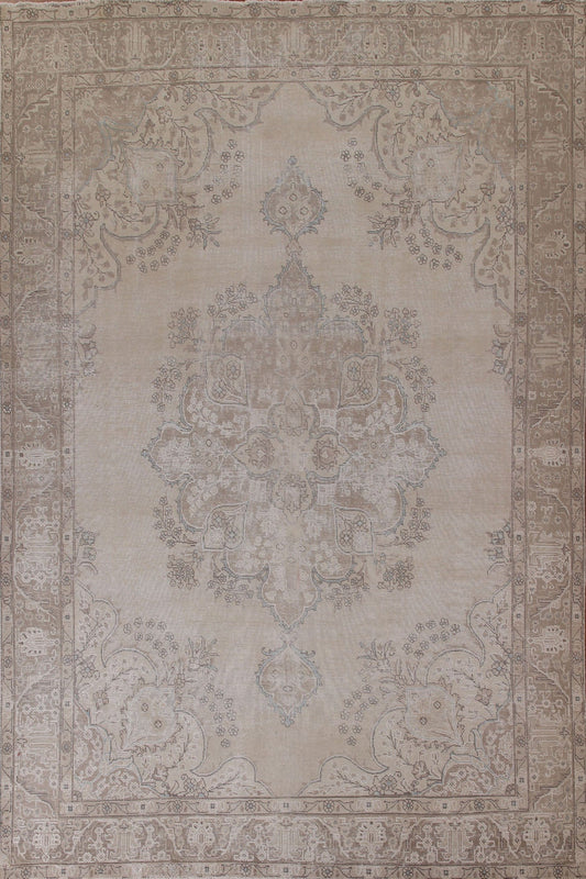 Distressed Muted Tabriz Persian Area Rug 9x12