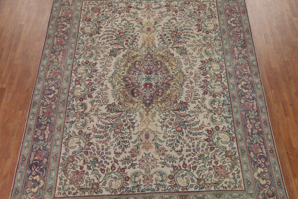 Vintage Floral Tabriz Persian Area Rug 9x11