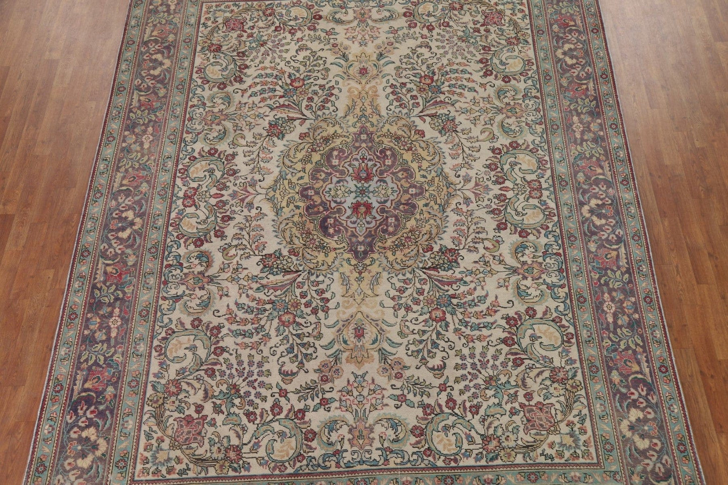 Vintage Floral Tabriz Persian Area Rug 9x11