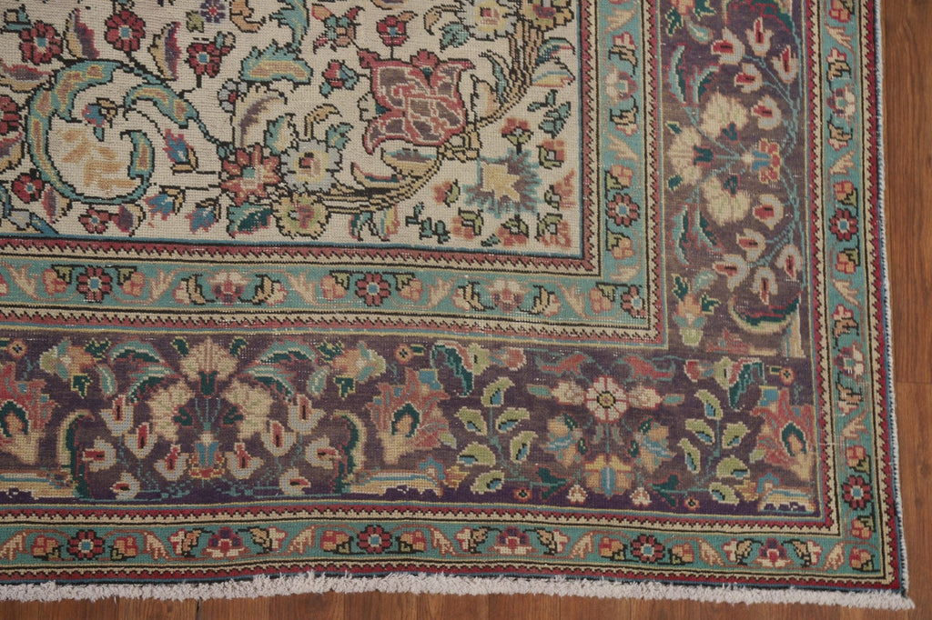 Vintage Floral Tabriz Persian Area Rug 9x11