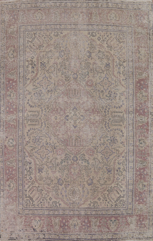 Distressed Wool Tabriz Persian Area Rug 8x11