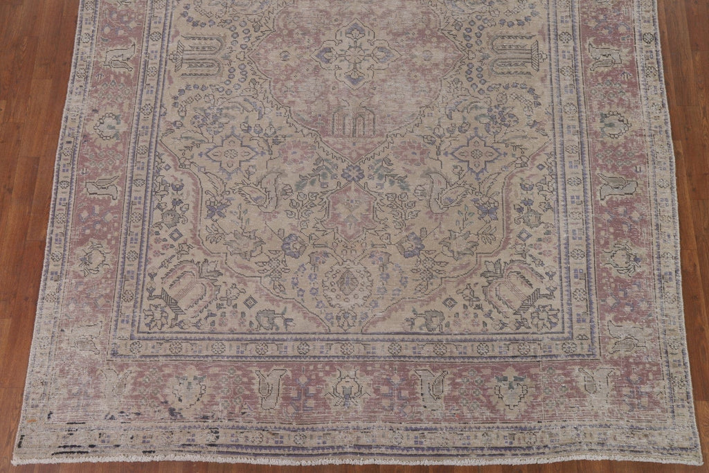 Distressed Wool Tabriz Persian Area Rug 8x11