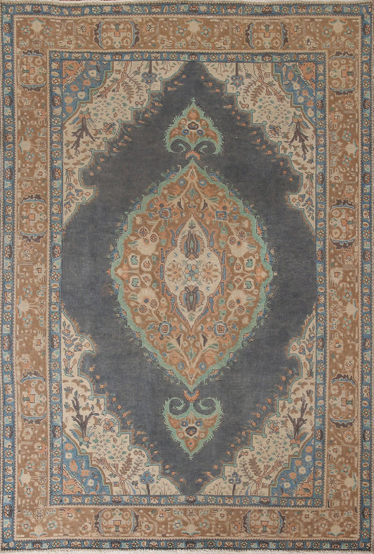 Geometric Wool Tabriz Persian Area Rug 7x9