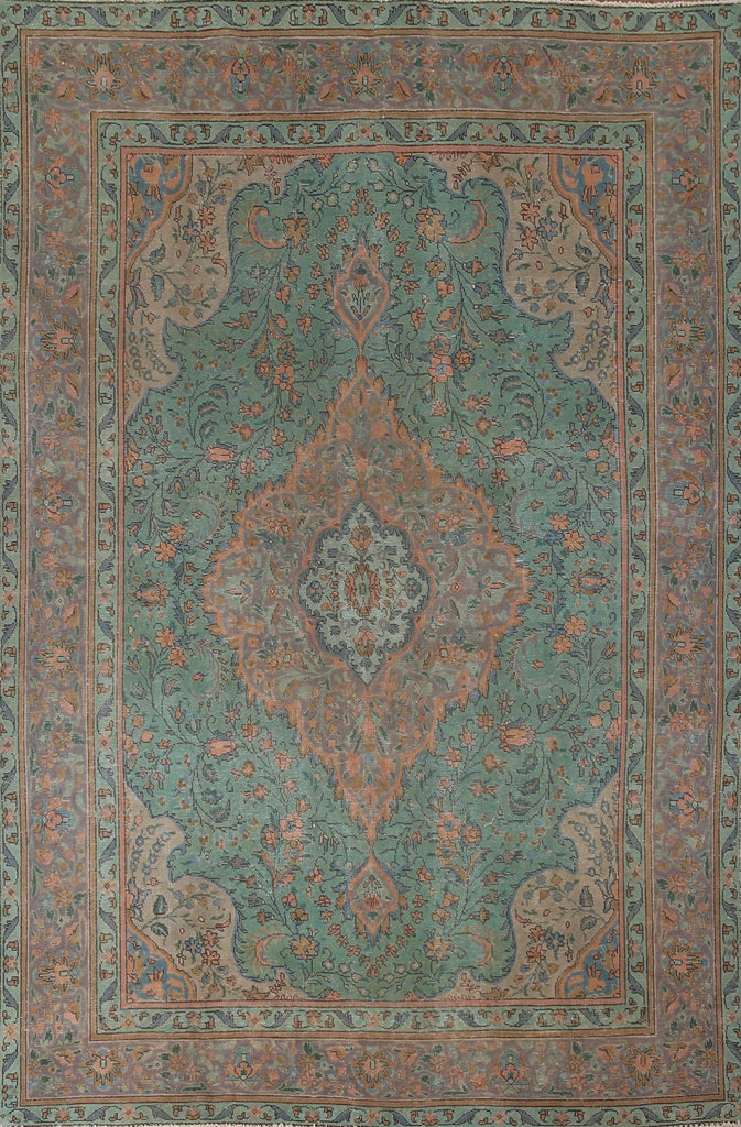 Green Over-Dyed Tabriz Persian Area Rug 7x9