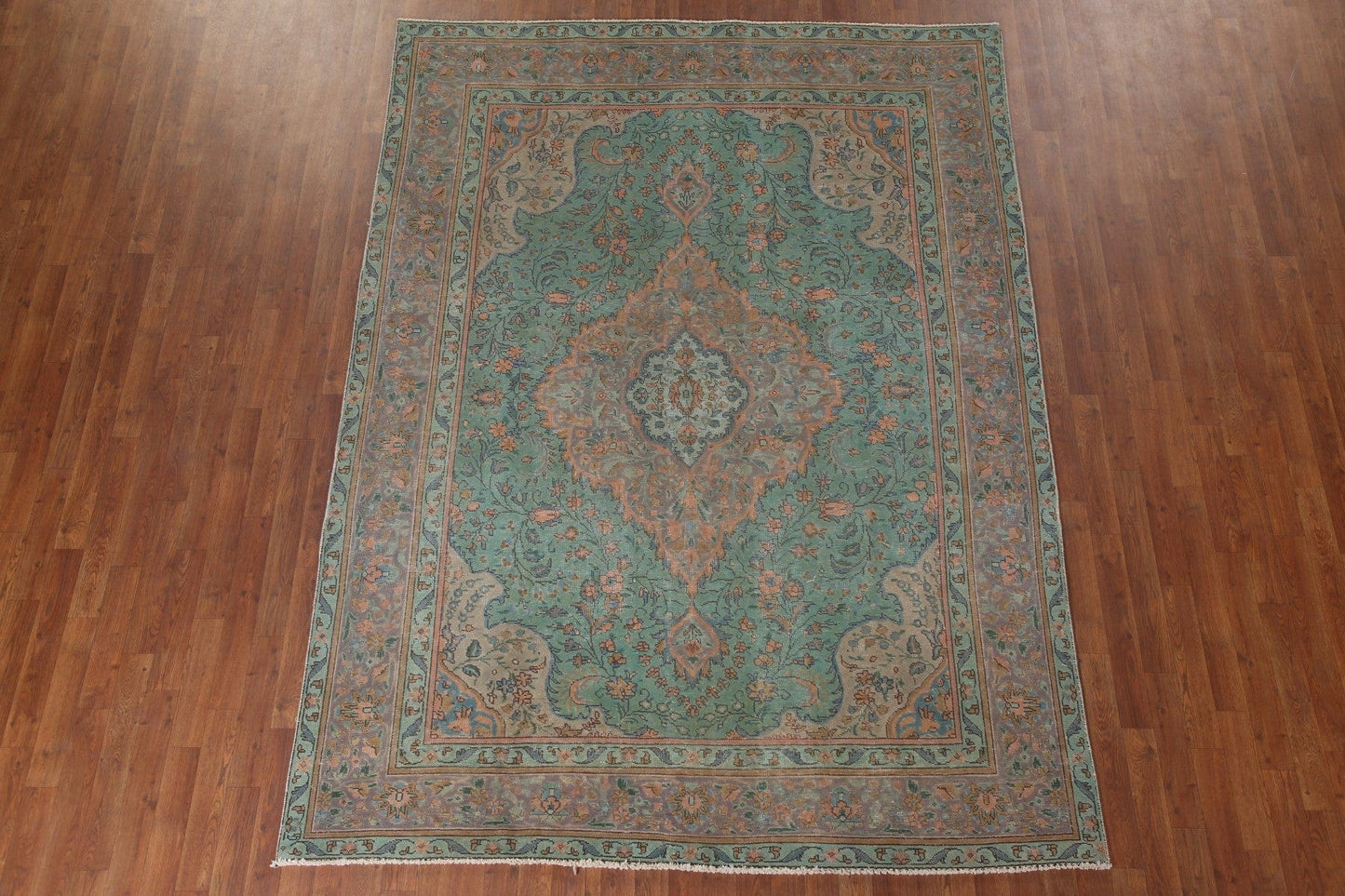 Green Over-Dyed Tabriz Persian Area Rug 7x9