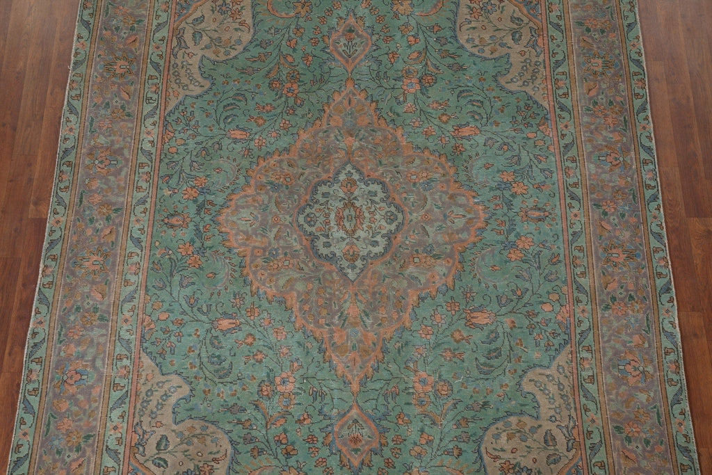 Green Over-Dyed Tabriz Persian Area Rug 7x9