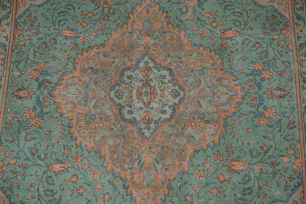 Green Over-Dyed Tabriz Persian Area Rug 7x9