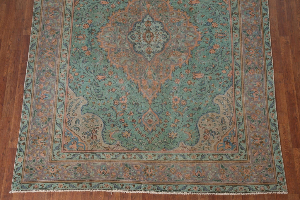 Green Over-Dyed Tabriz Persian Area Rug 7x9