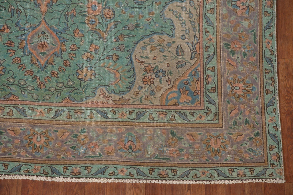 Green Over-Dyed Tabriz Persian Area Rug 7x9