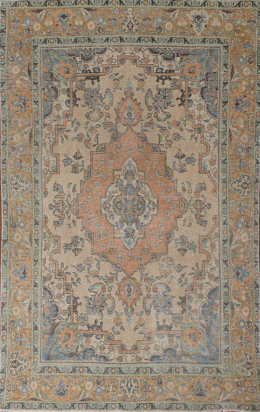 Vintage Wool Tabriz Persian Area Rug 6x10