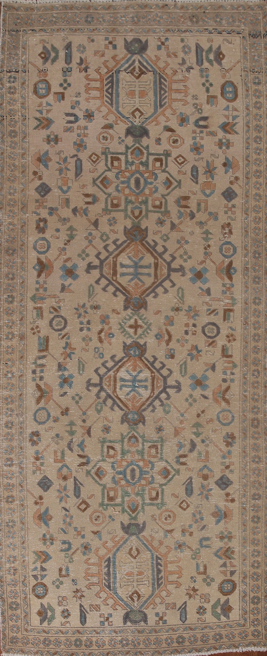 Geometric Tabriz Persian Runner Rug 3x9