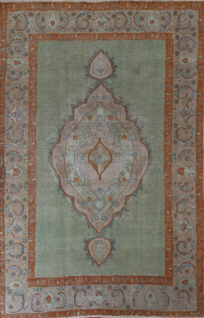 Green Wool Tabriz Persian Area Rug 6x9