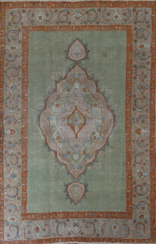 Green Wool Tabriz Persian Area Rug 6x9