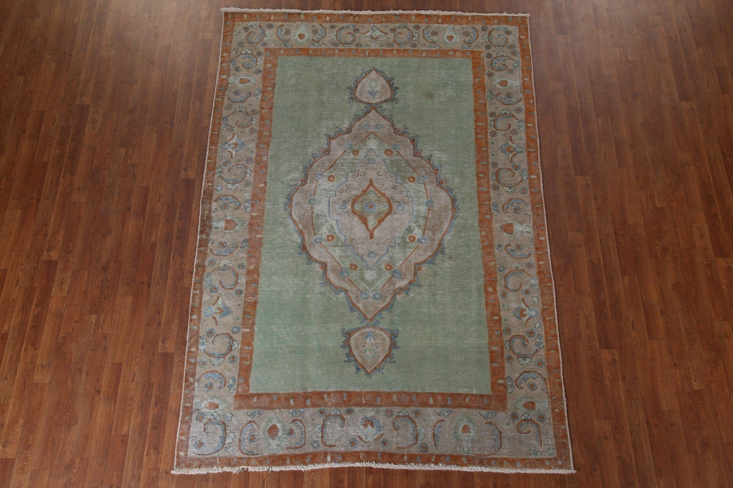 Green Wool Tabriz Persian Area Rug 6x9