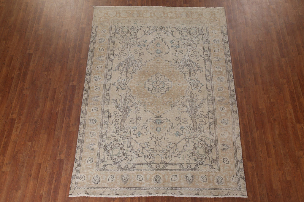 Distressed Tabriz Persian Area Rug 7x9