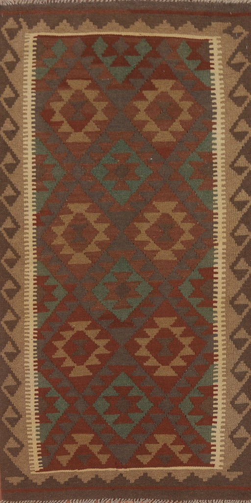 Reversible Kilim Wool Runner Rug 3x7