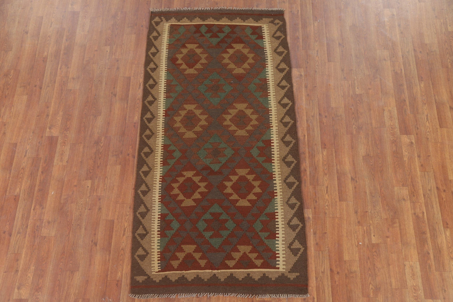 Reversible Kilim Wool Runner Rug 3x7