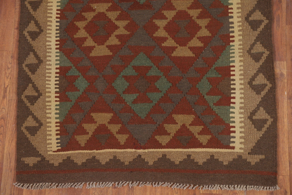 Reversible Kilim Wool Runner Rug 3x7