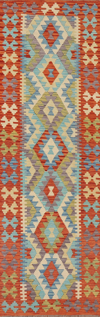 Reversible Wool Kilim Oriental Runner Rug 3x10