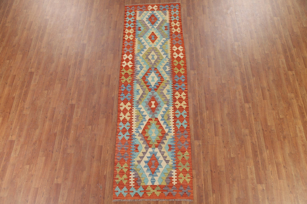 Reversible Wool Kilim Oriental Runner Rug 3x10