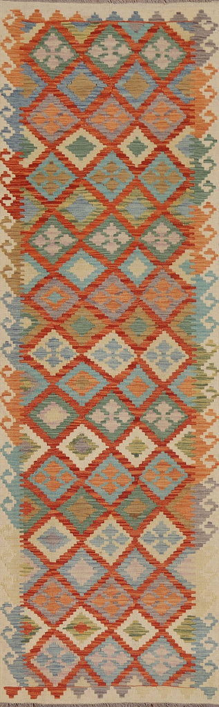 Kilim Reversible Wool Runner Rug 3x10