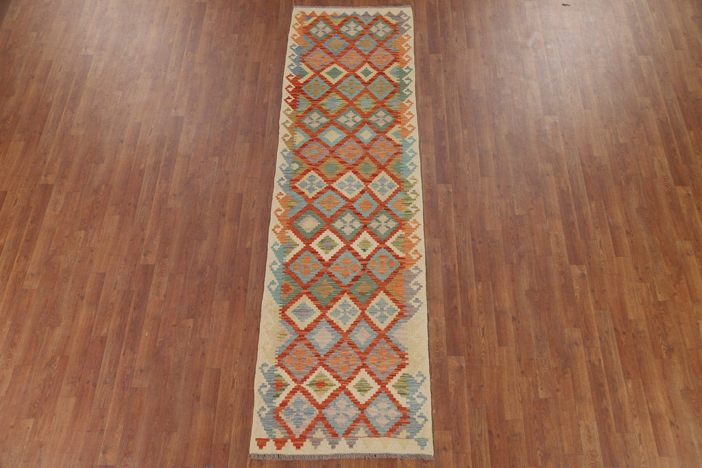 Kilim Reversible Wool Runner Rug 3x10