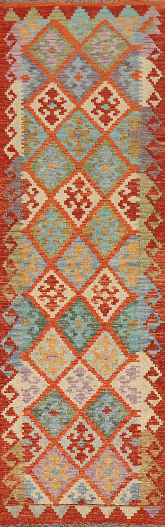 Kilim Reversible Wool Runner Rug 3x10