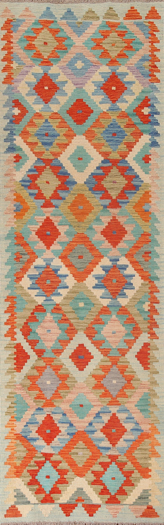 Reversible Wool Kilim Runner Rug 3x10