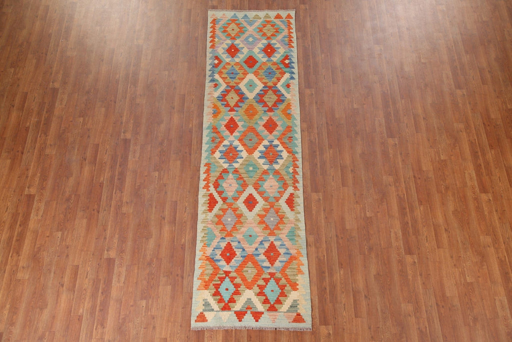 Reversible Wool Kilim Runner Rug 3x10