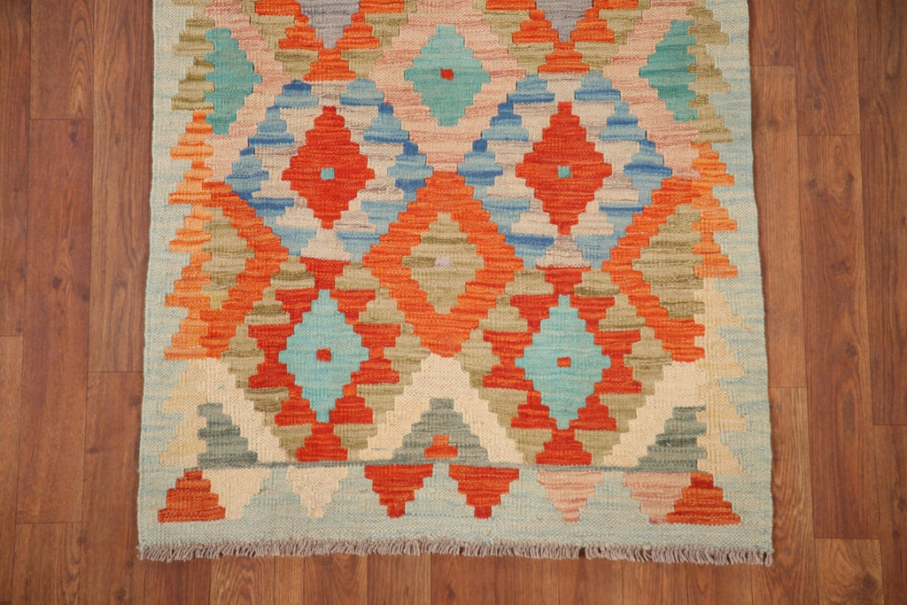 Reversible Wool Kilim Runner Rug 3x10