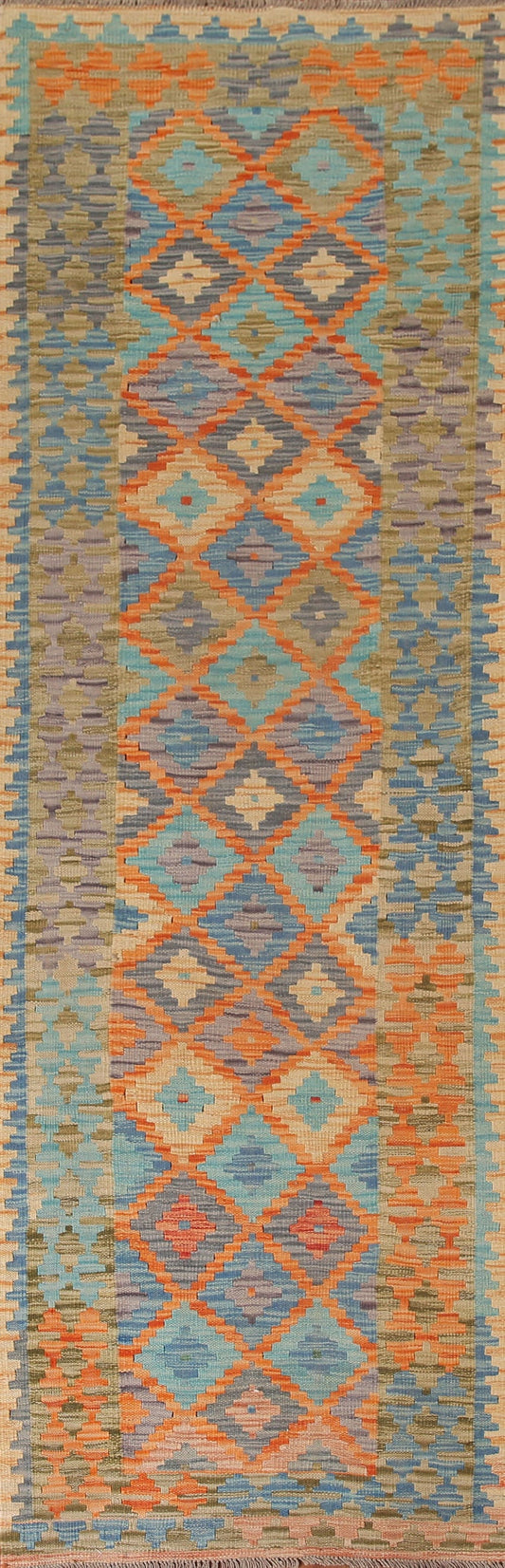 Kilim Reversible Wool Runner Rug 3x10