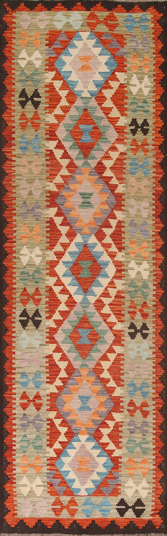 Geometric Kilim Oriental Runner Rug 3x10