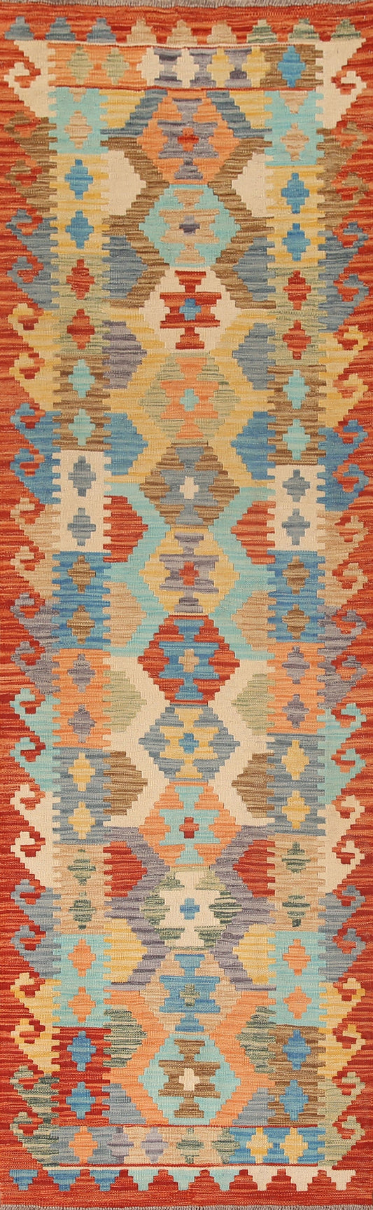 Kilim Reversible Wool Runner Rug 3x10