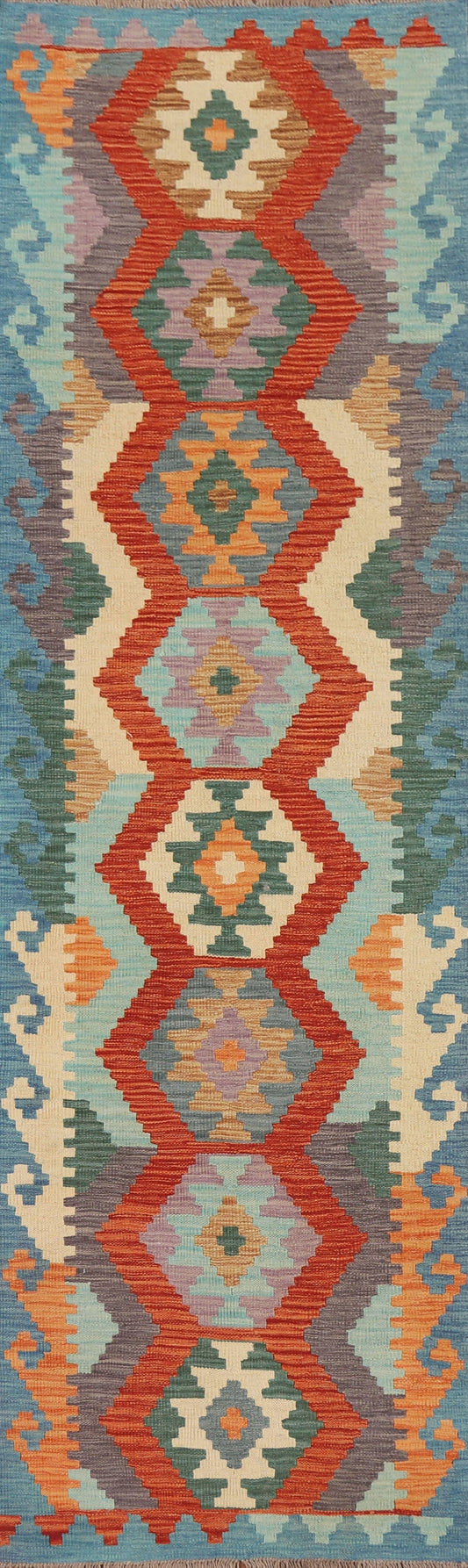 Reversible Wool Kilim Runner Rug 3x10