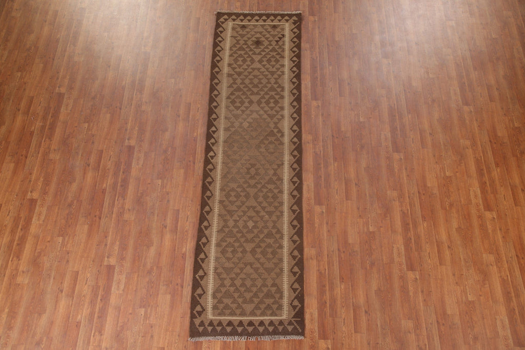 Reversible Wool Kilim Oriental Runner Rug 3x10