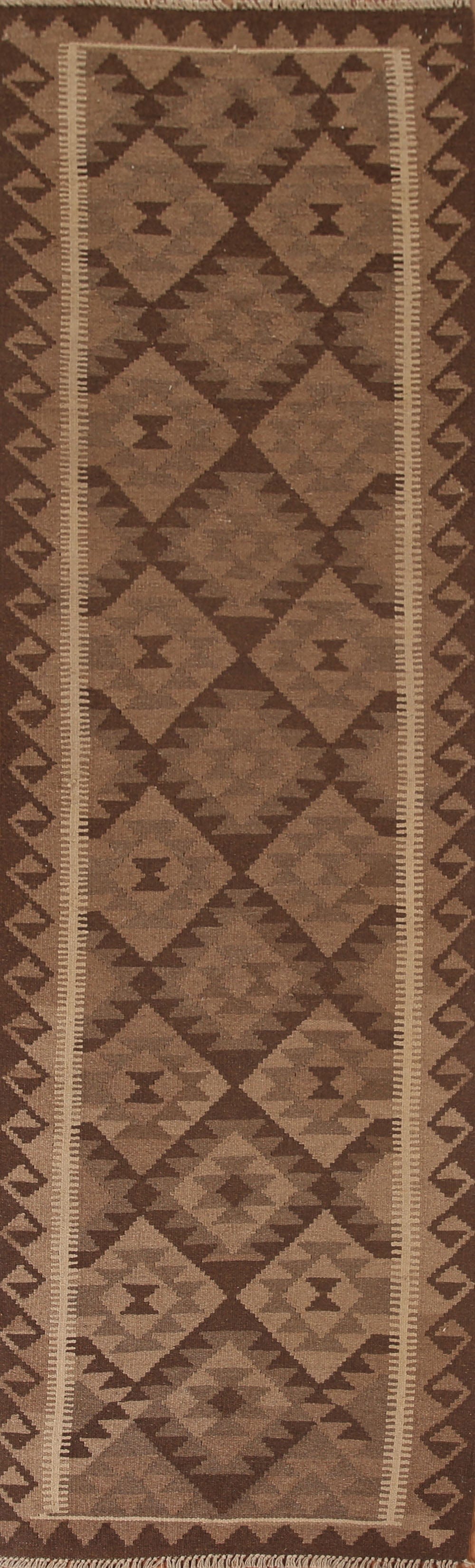 Brown Kilim Oriental Runner Rug 3x10