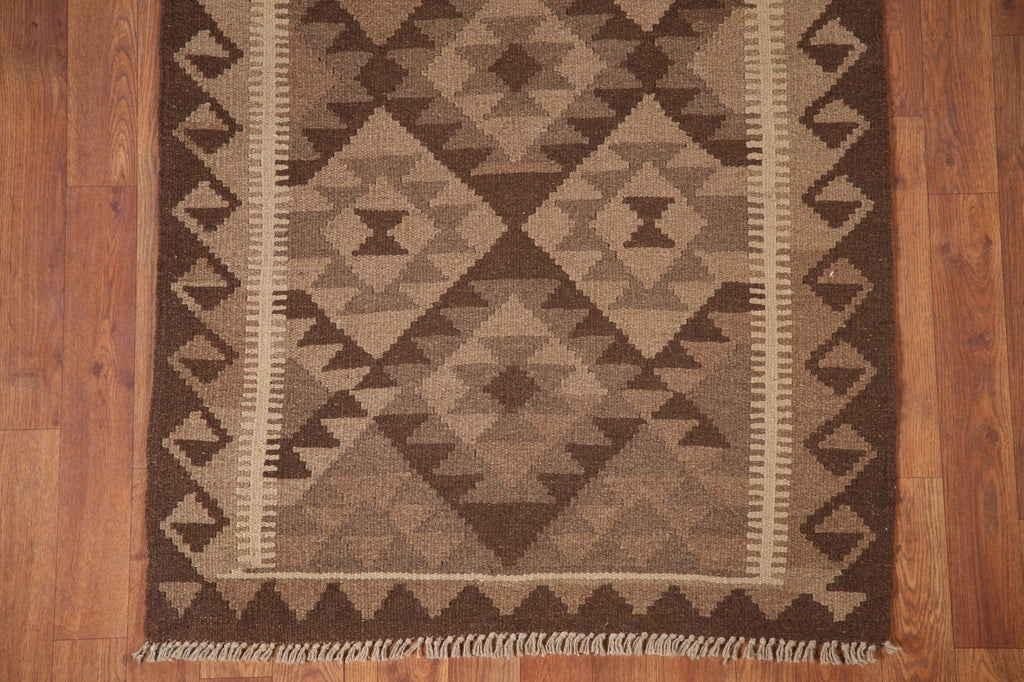 Brown Kilim Oriental Runner Rug 3x10