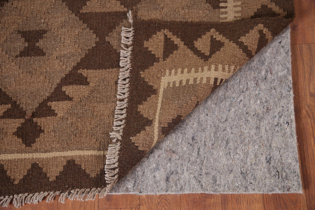 Brown Kilim Reversible Wool Runner Rug 3x10