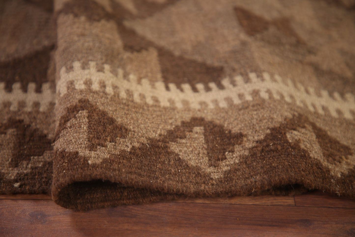 Brown Kilim Reversible Wool Runner Rug 3x10