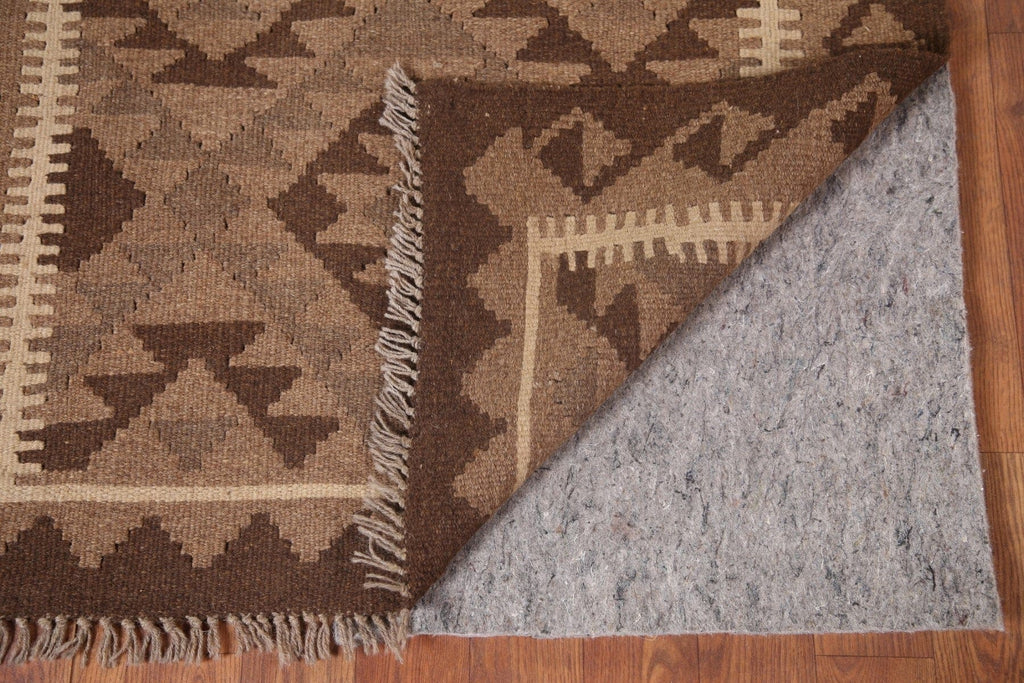 Brown Kilim Reversible Wool Runner Rug 3x10