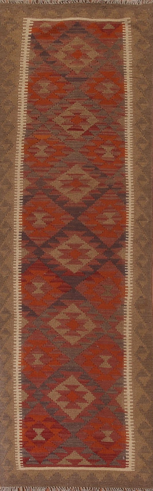 Kilim Reversible Wool Runner Rug 3x10